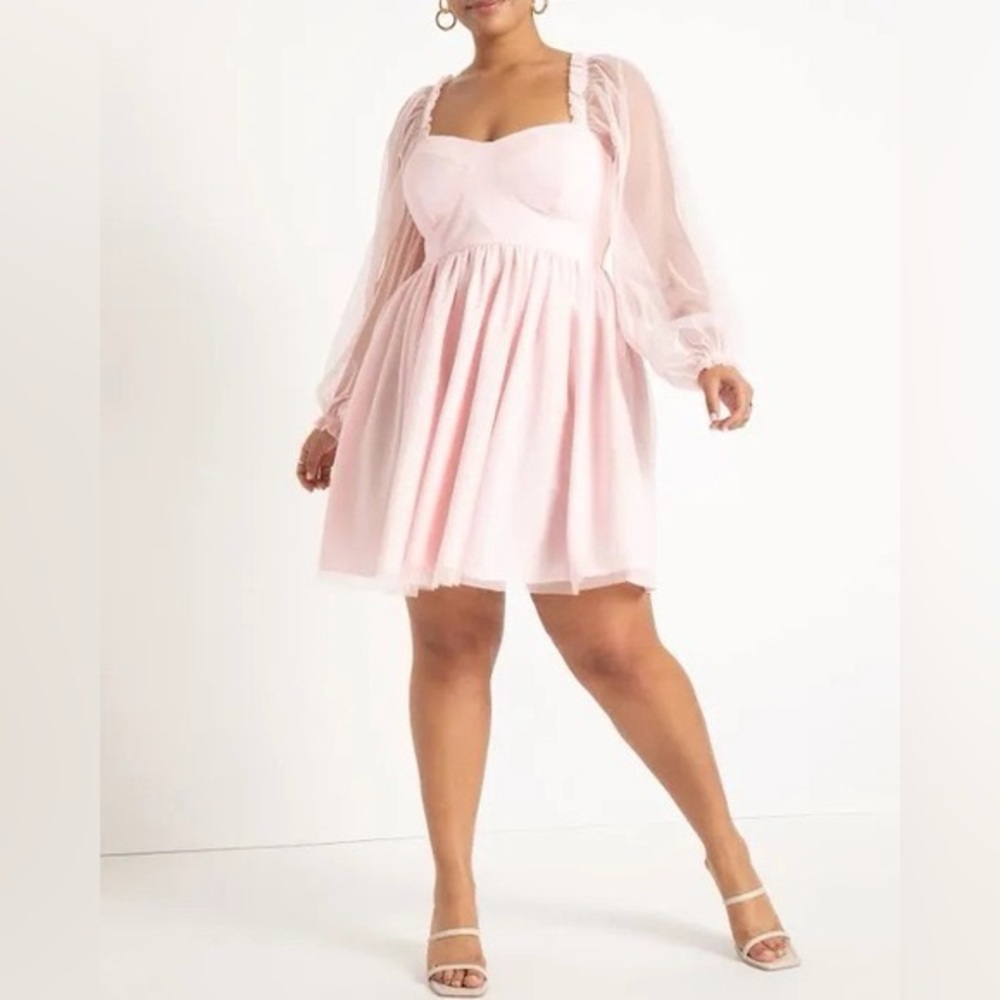 Eloquii Pink Sweetheart Bodice Mini Dress size 14